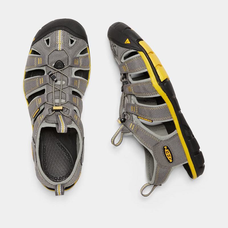 Keen Clearwater Cnx - Erkek Trekking Sandalet - Gri/Limon - Türkiye (541639PRV)